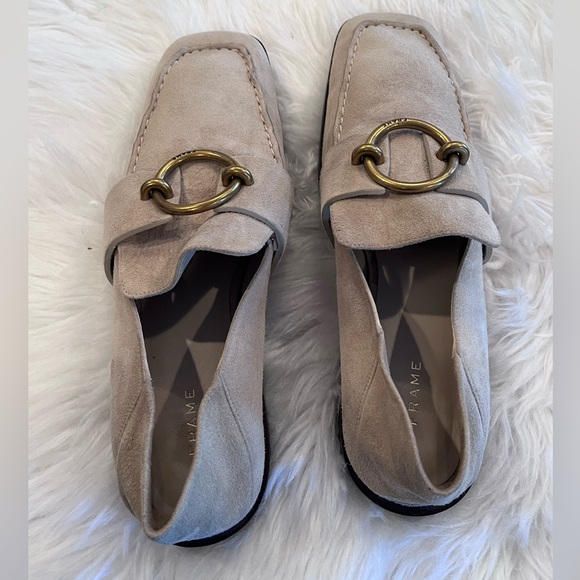 Frame Le Montecito 39.5 Loafer Tan Suede W/Gold Buckle Detail - Picture 6 of 16